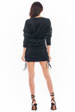 Adjustable Length Velour Dress with Long Sleeves