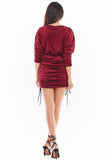 Adjustable Long Sleeve Velour Dress with Kimono Top