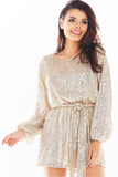 Sequined Dress with Versatile Styling and Flowing Sleeves