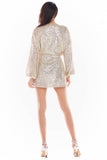 Sequined Dress with Versatile Styling and Flowing Sleeves