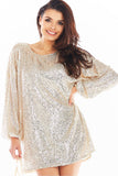 Sequined Dress with Versatile Styling and Flowing Sleeves