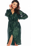 Feminine Sequined Dress with Elegant Envelope Neckline