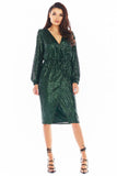 Feminine Sequined Dress with Elegant Envelope Neckline