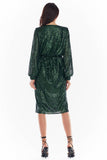 Feminine Sequined Dress with Elegant Envelope Neckline