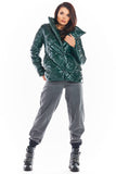 Quilted Jacket with Built-in Collar and Front Pockets