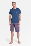 Sporty Two-Piece Checkered Pajama Set in Blue and Red