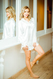 Carey Satin Slip with Glass Buttons and Pocket Detail