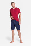 Stylish Red and Navy Blue Men's Pajamas Set