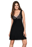 Romantic Black Lace Nightdress with Soft Cups and Bow
