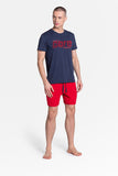 Navy Blue & Red Men's Pajamas with 3D Print Design
