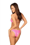 Chic Pink Latex Bandeau Bra and Cut-Out Panties Set