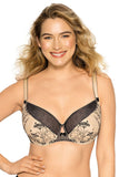 Elegant Semi-Padded Bra with Mesh and Embroidery Design