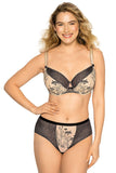 Elegant Semi-Padded Bra with Mesh and Embroidery Design