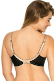 Elegant Semi-Padded Bra with Mesh and Embroidery Design