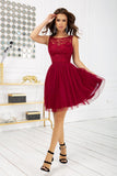 Elegant Lace Top Flared Dress in Stunning Colors