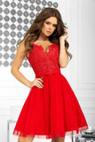 Chic Lace Dress with Flared Bottom and Elegant Belt