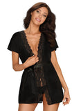 Lace-Trimmed Feminine Negligee with Satin Ribbon Tie