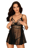 Sensual Heart Motif Babydoll Nightgown with Thong Set