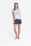 Charming Sea-Inspired Two-Piece Pajama Set in Blue & Navy