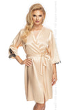 Champagne Satin Robe with Tulle and Embroidery Details