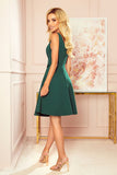 Green Flared Dress with Frill Neckline