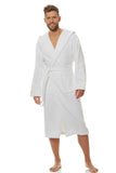 Luxurious Cotton Men's White Bathrobe with Hood and Pockets