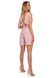 Trendy Open Back Jumpsuit with Elastic Shorts