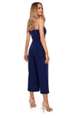 Striking Corset Suit with Draped Bow and Wide Legs
