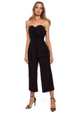 Dramatic Corset Suit with Draped Bow and Wide Legs