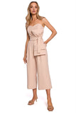 Empowering Corset Suit with Draped Bow Detail