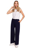 Elegant Wide Leg Trousers with Elastic Waistband