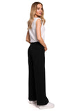 Elegant Wide-Leg Trousers with Pleats and Elastic Waistband