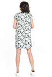 Light Moro Patterned Mini Dress with Boat Neckline