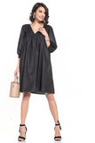 Scoop Neck Midi Dress with 3/4-Length Puff Sleeves