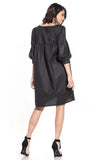 Scoop Neck Midi Dress with 3/4-Length Puff Sleeves
