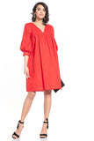 Elegant Scoop Neck Midi Dress with 3/4-Length Sleeves