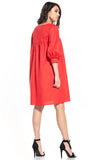 Elegant Scoop Neck Midi Dress with 3/4-Length Sleeves