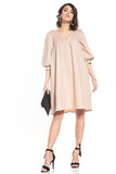 Scoop Neck Midi Dress with 3/4-Length Buffet Sleeves