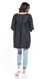 Pointed Neckline Tunic with 3/4-Length Buffeted Sleeves