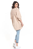 Pointed Neckline Tunic with 3/4-Length Buffet Sleeves