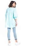 Pointed Neckline Tunic with 3/4-Length Buffet Sleeves