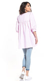 Pointed Neckline 3/4 Sleeve Tunic with Crease Detail