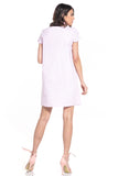 Creased Bust Mini Dress with Boat Neckline and Short Sleeves