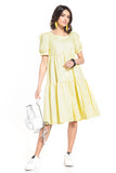 Boat Neck Midi Dress with Short Buffet Sleeves