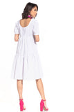 Boat Neck Midi Dress with Short Buffet Sleeves