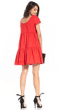 Boat Neck Mini Dress with Short Sleeves in Cotton