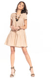 Boat Neck Mini Dress with Short Sleeves in Cotton