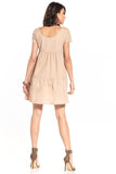Boat Neck Mini Dress with Short Sleeves in Cotton