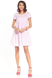 Boat Neck Mini Dress with Short Sleeves in Cotton