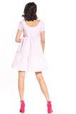 Boat Neck Mini Dress with Short Sleeves in Cotton